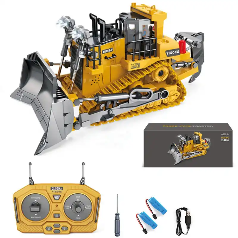 BLQCSLH Excavator Set,rc Dump Truck Command The Site Conquer The Dir,2.4Ghz Remote Control Construction Vehicle Set Children‘s Toys,Alloy Material Simulate True Scale (Bulldozer)