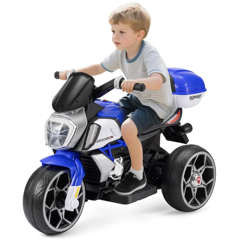 Winfire 6V Kids Electric Motorcycle, 3 Wheels Ride on Motorbike for Boys Girls Ages 3-8, Connect with Phone, Electric Toy Motorcycle with Headlight, Horn, Music, MP3, USB, Kid‘s Car for Boys and Girls