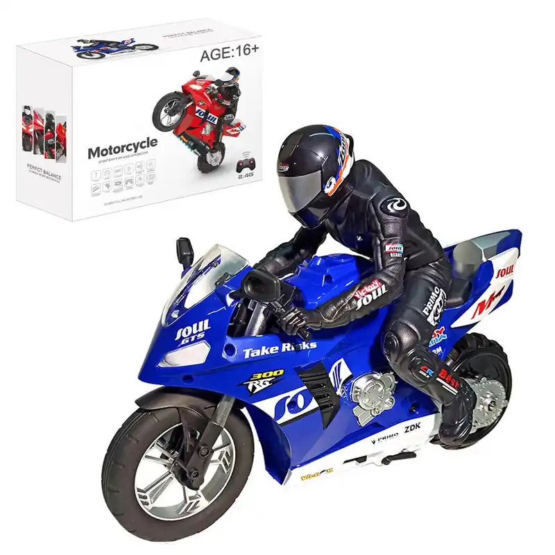 Tiodei 1/6 Scale Self-Balancing RC Motorcycle, Six-Axis Gyroscope,2.4GHz Dual Motor Remote Control Bike, Wheelie Stunt Model (RTR Version/Blue)
