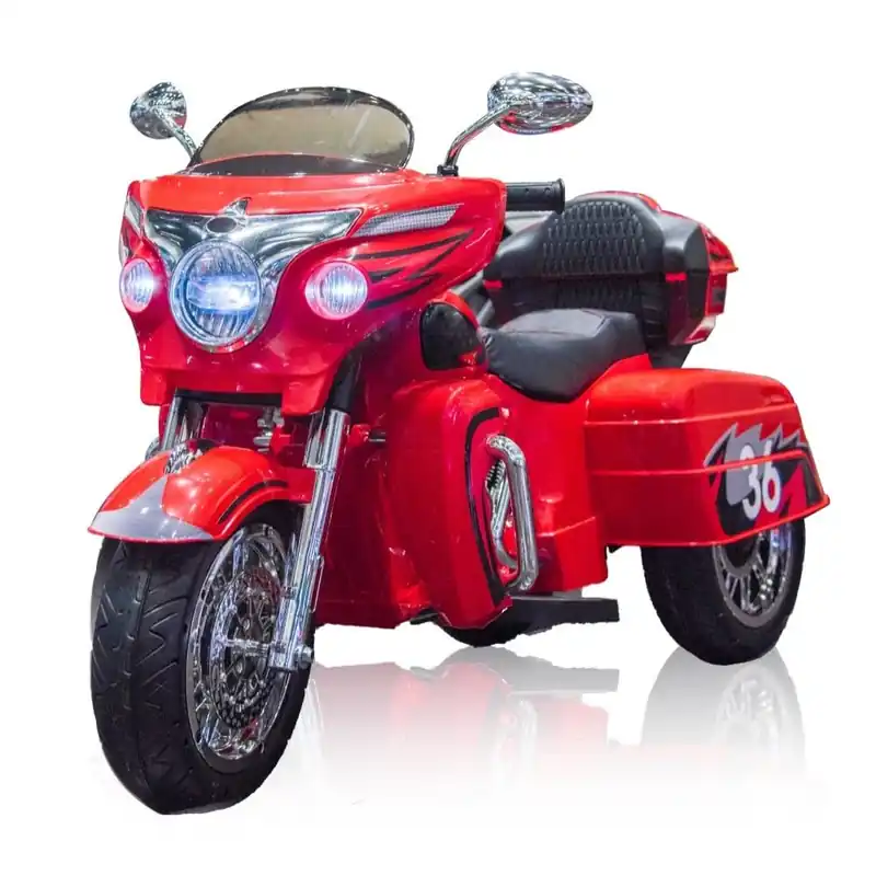 12V Electric Motorcycle for Kids Ages 3-8, 2 Seats Ride-On Motorbike with 3 Wheels, Bluetooth, USB, LED Light & Storage Box Safe & Durable Kids Toy Vehicle, Red