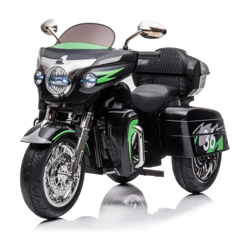 12V Electric Motorcycle for Kids Ages 3-8, 2 Seats Ride-On Motorbike with 3 Wheels, Bluetooth, USB, LED Light & Storage Box Safe & Durable Kids Toy Vehicle, Black