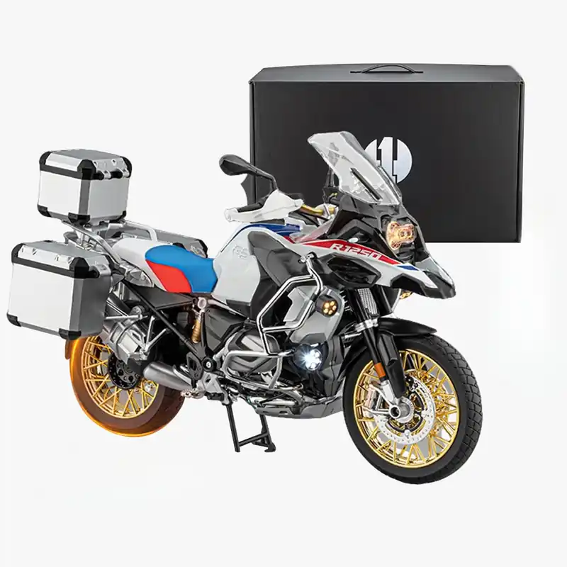 Zerbrikdxy RC Motorcycle Model for Adult, 1/6 Scale R1250GS Dynamic Motorbike Display with Ignition Sound, LED Lights & Spray Effect, Mechanical Model for Collectors Enthusiasts (Black)