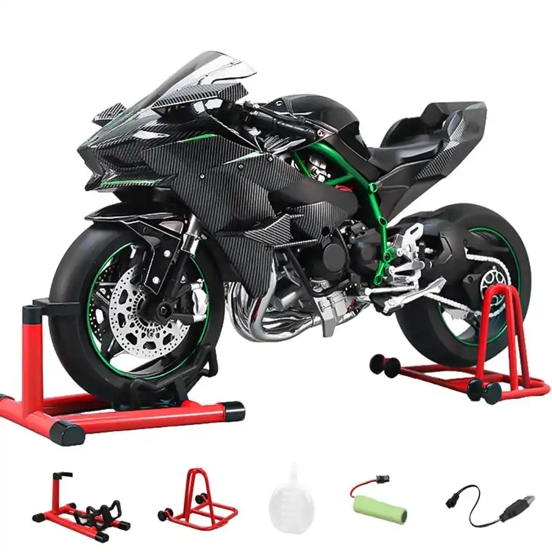 PLAYBUDDY Motorcycle Model for Adult, 1/7 Scale Motorcycle V4 Top Edition with Ignition System & Smoke Spray, for Biker