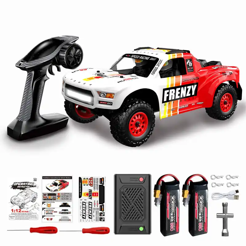 HOSHIPLAY 1 12 4WD Brushless RC Truck for Adults, 4x4 Offroad Waterproof Monster Trucks, Electric Powered High Speed Remote Control Cars, Fast Extreme All Terrain RC Truggy with Double 3S Battery