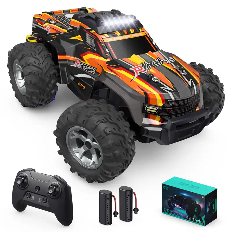 Remote Control Car for boys, 1 16 Scale All Terrain RC Cars,High Speed 25Km/h Fast Car with Colorful Led Light and spray, 2x1300mAh Rechargeable Battery RC Truck, Toy Car Gift for Teen Boys Girl Kids