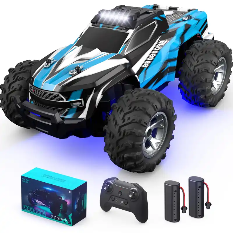 Remote Control Car for boys, 1 16 Scale All Terrain RC Cars,High Speed 25Km/h Fast Car with Colorful Led Light and spray, 2x1300mAh Rechargeable Battery RC Truck, Toy Car Gift for Teen Boys Girl Kids