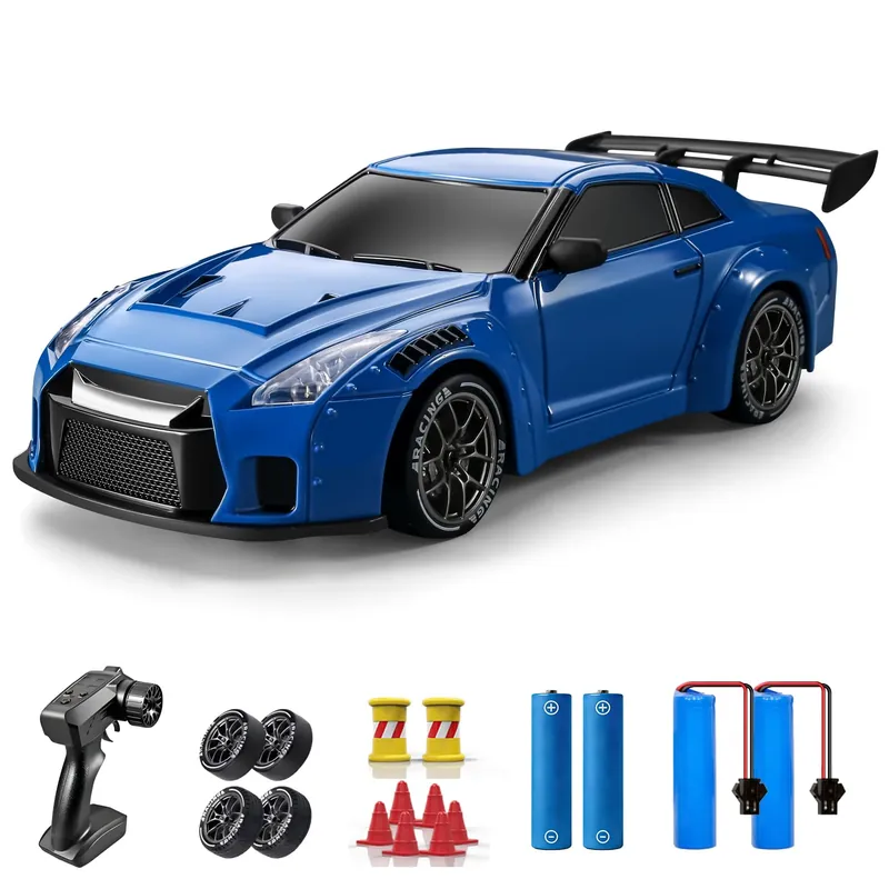 ACAMMZAR RC Drift Car, 1 24 Remote Control Car for Kids, 20KM/H 4WD High Speed RC Cars with Lights, Extra Racing Tires, Vehicle for Adults Boys Girls