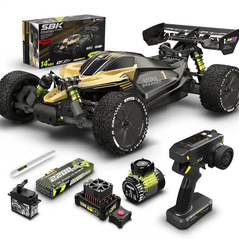 RIAARIO 1/10 Brushless RC Cars, RTR, Beginner, MAX 50+ MPH, Metal Drivetrain, 4WD, Waterproof Electronics, Carbon Fiber, Black, Ages 14+