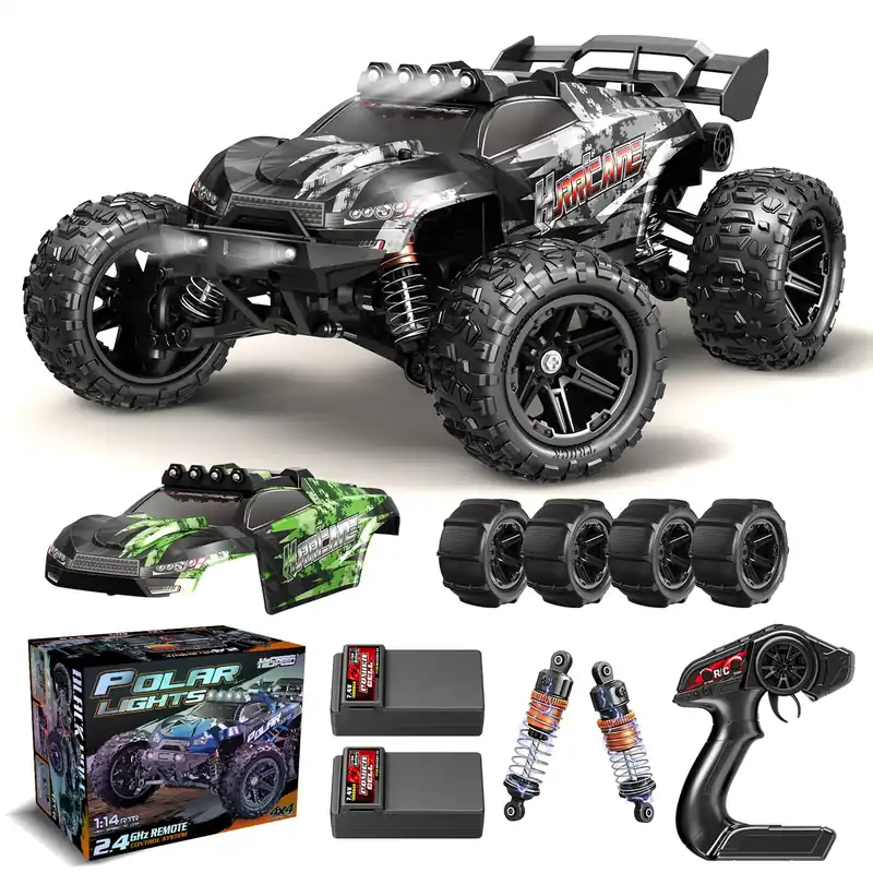 X-TMAGA 1 14 Scale All Terrain RC Cars for Adults & Boys (HS14323), Max Fast 40+ KPH, 4WD Off-Road RC Truck for Snow & Sand & Mud, 4X4 Waterproof Remote Control Car with 2 Rechargeable Batteries