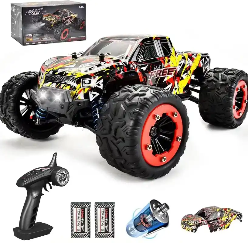 WIAORCHI 1 18 Scale 40+km/h High Speed Remote Control Car, 4x4 Waterproof Off Road RC Cars, Fast 2.4GHz All Terrain Toy Trucks Gifts for Boys and Adults, 2 Batteries for 40mins Fun