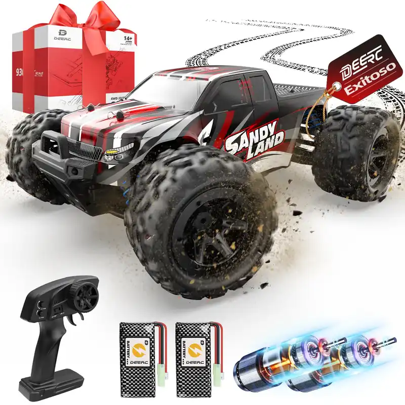 DEERC 9300E Remote Control Car High Speed RC Cars for Kids Adults 1 16 Scale 40 KM/H 4WD Off Road Monster Trucks,2.4GHz All Terrain Toy Trucks with 2 Rechargeable Battery