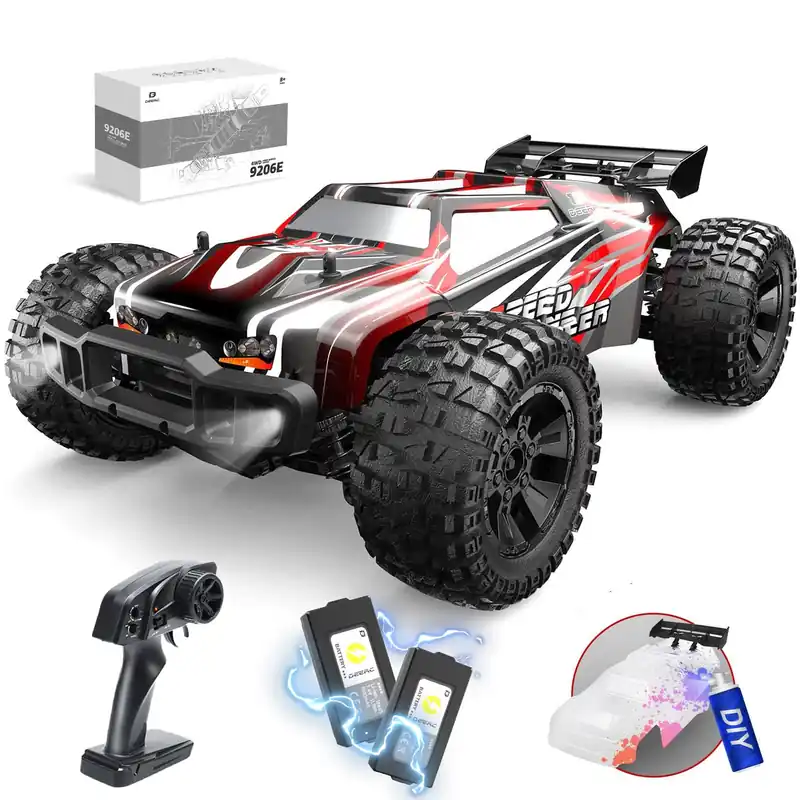 DEERC 9206E DIY Extra Shell 1 10 Scale Large RC Cars,48+ KM/H Hobby Grade High Speed Remote Control Car for Adults Boys,All Terrain 4WD 2.4GHz Off Road Monster RC Truck with 2 Battery for 40+ Min Play