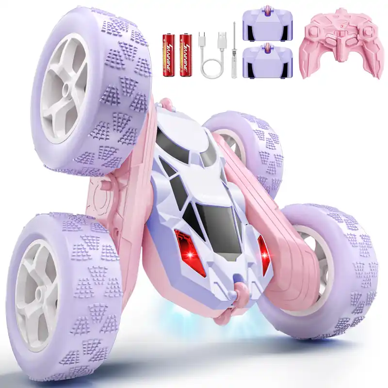 Hamdol Remote Control Car for Girls, Double-Sided Color Design Stunt RC Vehicle, Upgraded 4WD USB-C Rechargeable Toy, 2.4GHz Fast Electric STEM Toy, Birthday Age 6+