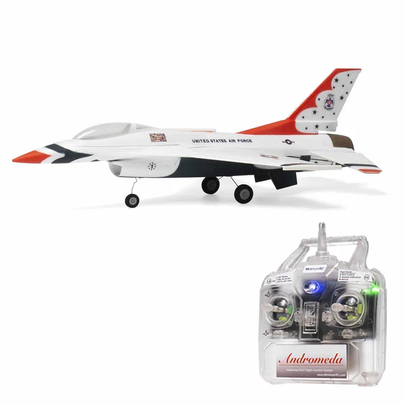 rcxperts MinimumRC F-16 Micro EDF Jet Rc Airplane, 30mm Ducted Fan 2S, 4CH RC Airplane with Gyro Stabilization, Delta Wing Mixing, Pre-Assembled(Left Throttle/1 Battery)