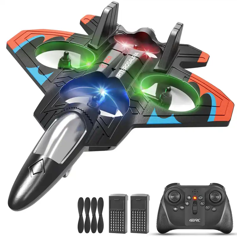 Tubokoro Foam Remote Control Airplanes RC Planes for Kids Adults, RC Airplane Fighter Jet with Light, 360° Flip Fighter Jet Toys, Stunt Roll, Airplane Toy Gifts for Kids Boys