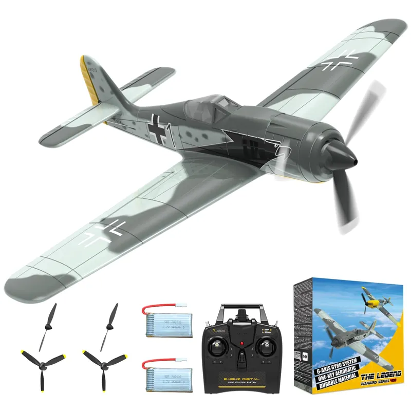 ANBURI RC Plane 4 Channel RC Airplane FW190 Ready to Fly with Upgraded Xpilot Stabilization System & One Key Aerobatic, Remote Control Airplanes for Beginners Adult