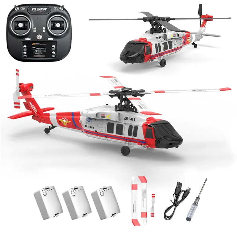XURUYI K200 6CH RC Helicopter with Optical Flow Positioning, Brushless Direct-Drive Motor, Barometric Altitude Hold, Aerobatic Inverted Flight, Modular Battery, Scale Simulation Model(Red/3 Battery)