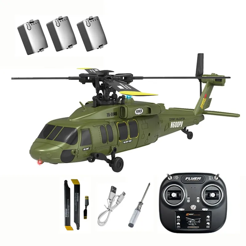 K200 6CH RC Helicopter with Optical Flow Positioning, Brushless Direct-Drive Motor, Barometric Altitude Hold, Aerobatic Inverted Flight, Modular Battery, Scale Simulation Model(Green/3 Battery)