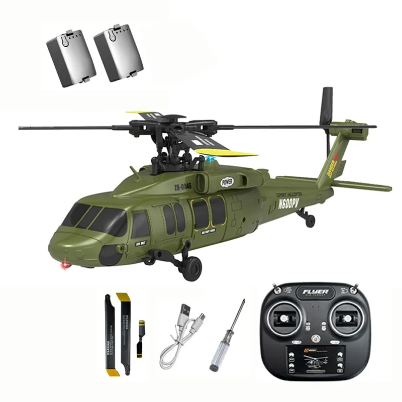 K200 6CH RC Helicopter with Optical Flow Positioning, Brushless Direct-Drive Motor, Barometric Altitude Hold, Aerobatic Inverted Flight, Modular Battery, Scale Simulation Model(Green/2 Battery)