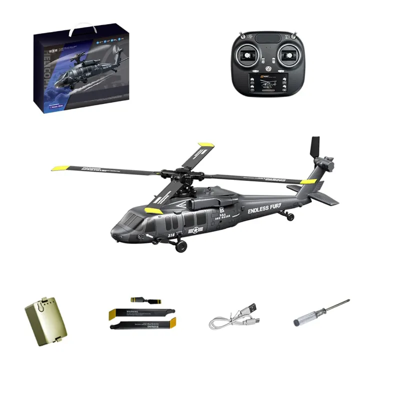 RC Helicopter, UH-60 2.4G 5CH Flybarless Brushless Scale RC Aircraft with Altitude Hold, Optical Flow Positioning & One-Key Inverted Flight for Indoor and Outdoor Play, Gift for Adult (RTF)