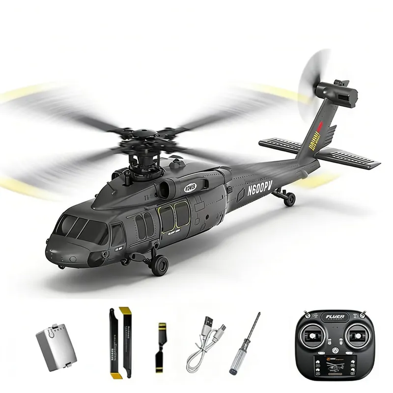 X-MechFun Black Hawk K200 RC Helicopter - 6CH Simulation RC Aircraft with Optical Flow & Altitude Hold & One-Key Inverted Flight, 2.4Ghz Remote Console Helicopter Model for Hobbyists