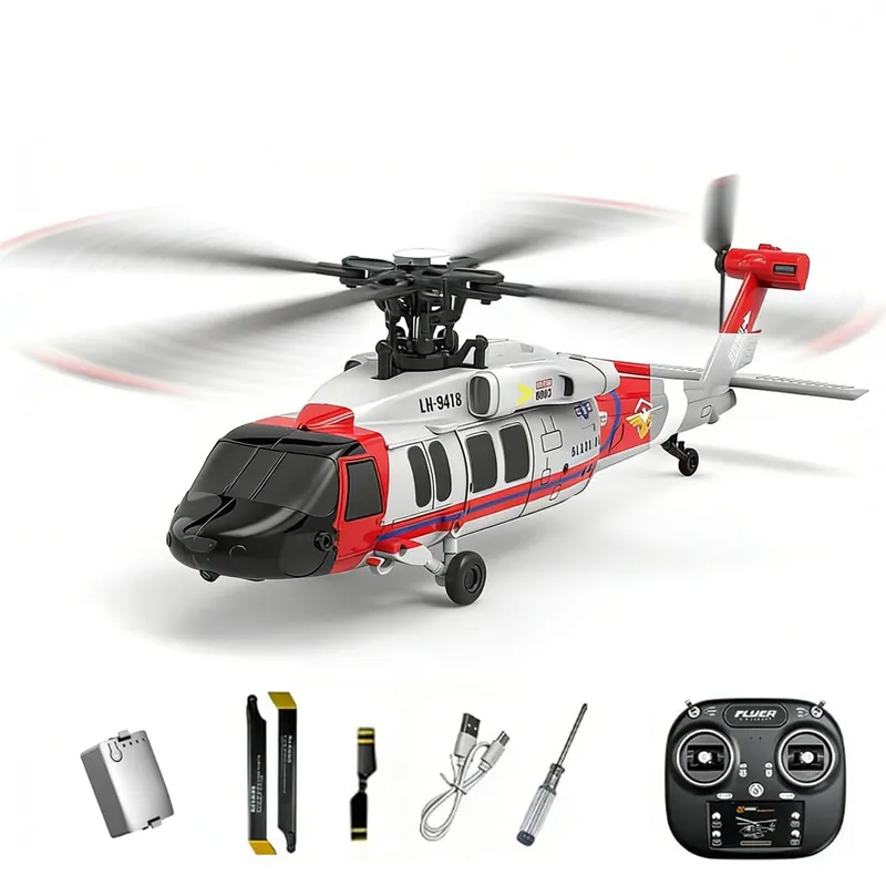 X-MechFun Black Hawk K200 RC Helicopter - 6CH Simulation RC Aircraft with Optical Flow & Altitude Hold & One-Key Inverted Flight, 2.4Ghz Remote Console Helicopter Model for Hobbyists