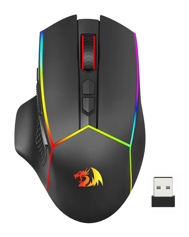 Redragon Wireless Gaming Mouse, Tri-Mode 2.4G/Bluetooth/USB-C, 7 Programmable Buttons