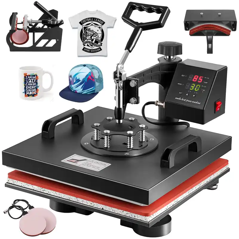 5 in 1 Heat Press Machine, Heat Press 15x15 inch, T Shirt Pressing Machine Slide Out Design