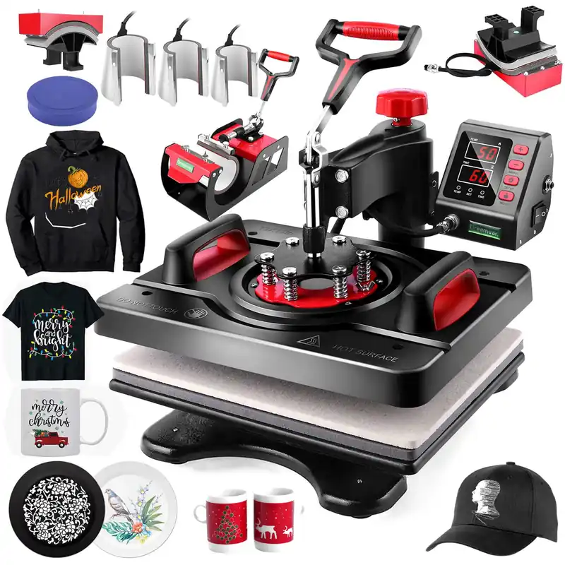Professional 8 in 1 Heat Press Machine Sublimation Machine 12" X 15" Shirt Press Machine 360° Swing Away