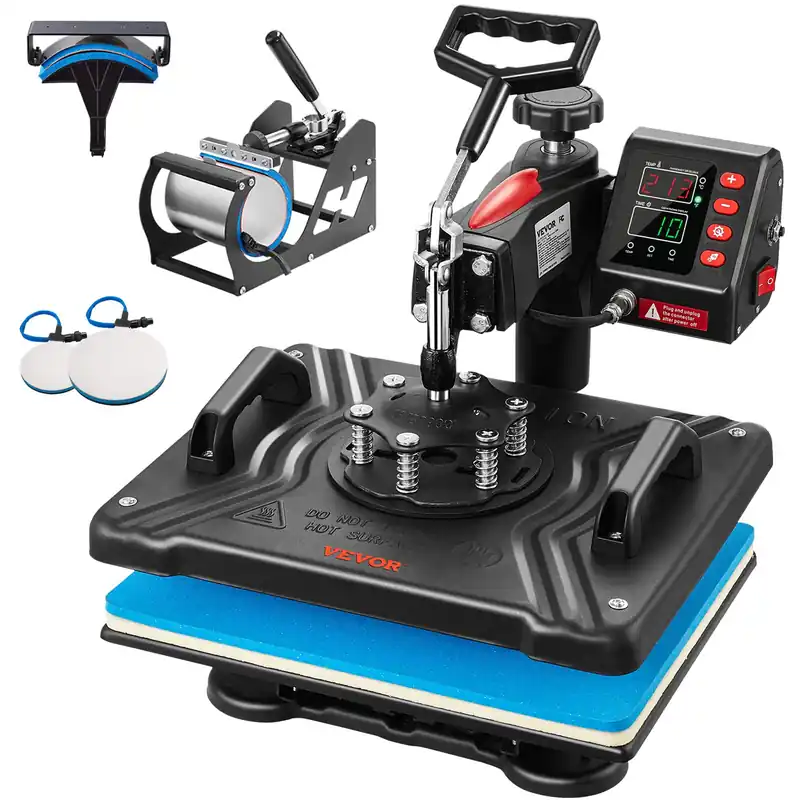 5 in 1 Heat Press Machine 12x15 Inch, 360° Swing Away Shirt Press Machine - Digital Professional Heat Transfer Tshirt Press Machine