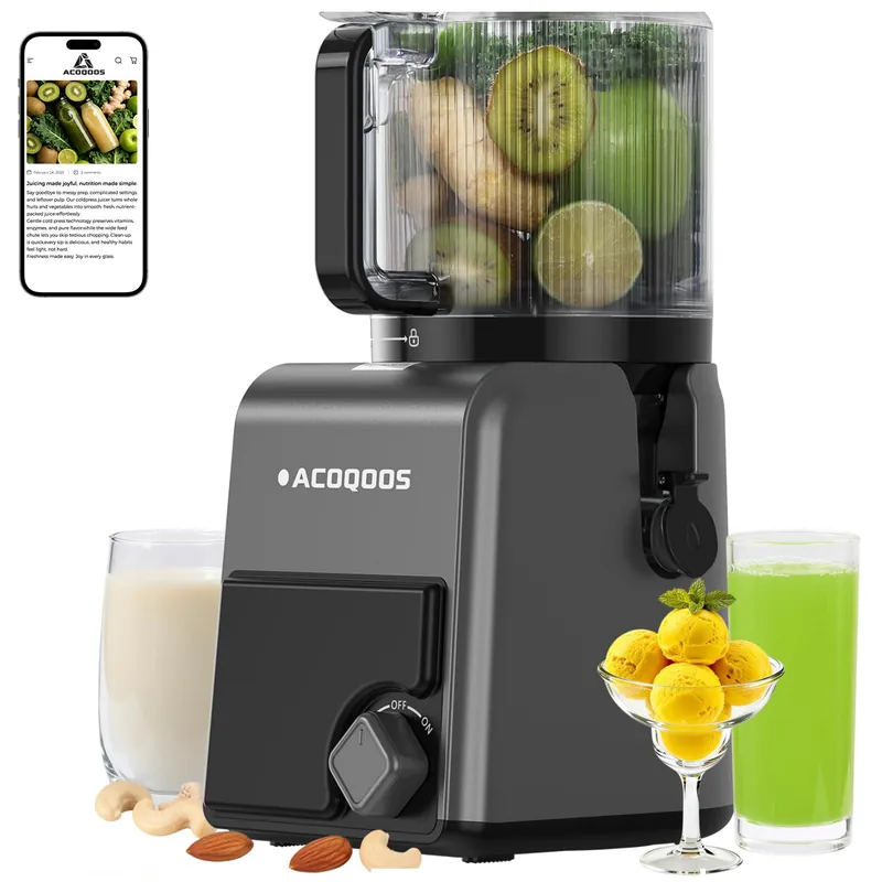3-in-1 Cold Press Juicer Machines, 6.5" Mega Chute for Whole Fruit, Slow Masticating Juicer Oxide Gray