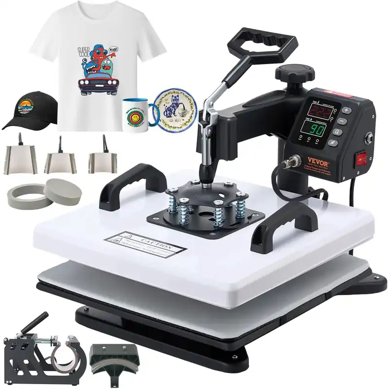 360° Swing Away, Heat Up Fast and Even, Digital Precise Control, Sublimation Press Machine for T-Shirts, Mugs