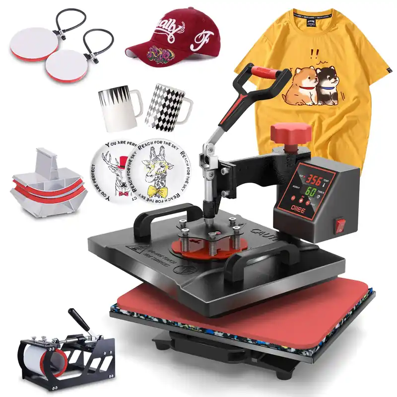 Heat Press Machine 5 in 1 Combo Heat Press 12 x 15 Inch Heat Transfer Machine 360-Degree Swing Away Digital Shirt Printing