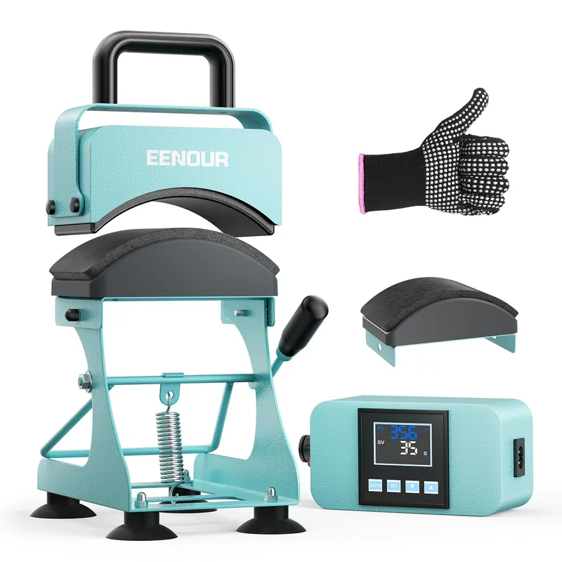 Hat Heat Press Machine with 2 Platens & Caps Stretcher, Hat Press Heat Machine for Caps with Memory Mode