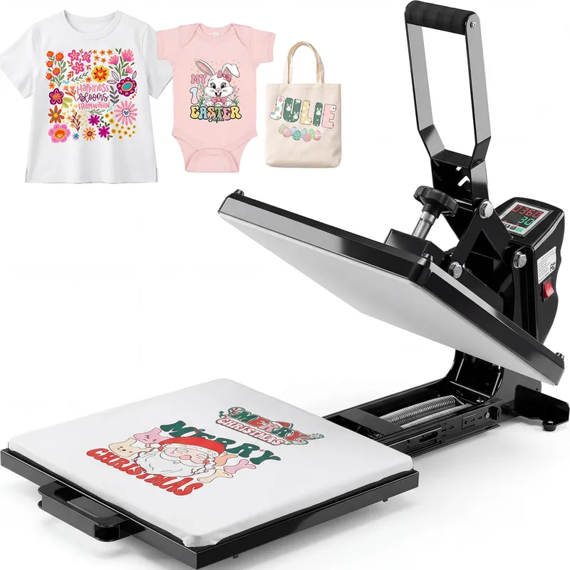 Whubefy Heat Press 15x15 Slide Out, Industrial-Quality Clamshell Sublimation Heat Transfer Machine