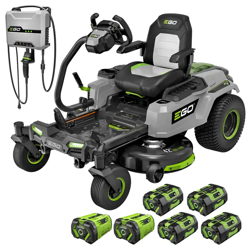 EGO POWER+ Z6 Zero Turn Riding Lawn Mower, 42" Deck, Includes (2) 56V 10.0Ah and (4) 56V 6.0Ah Batteries and 800W Charger - ZT4215S
