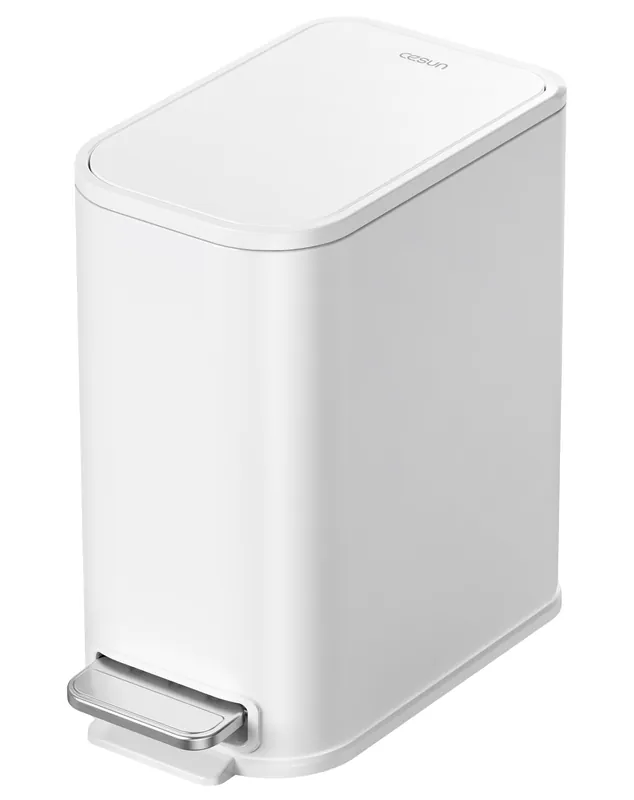 Small Bathroom Trash Can with Lid Soft Close, Step Pedal, 5 Liter / 1.3 Gallon Stainless Steel Garbage Can