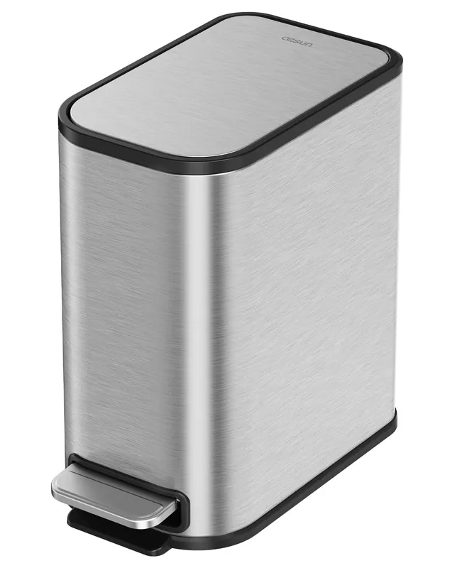 Cesun Small Bathroom Trash Can with Lid Soft Close, Step Pedal