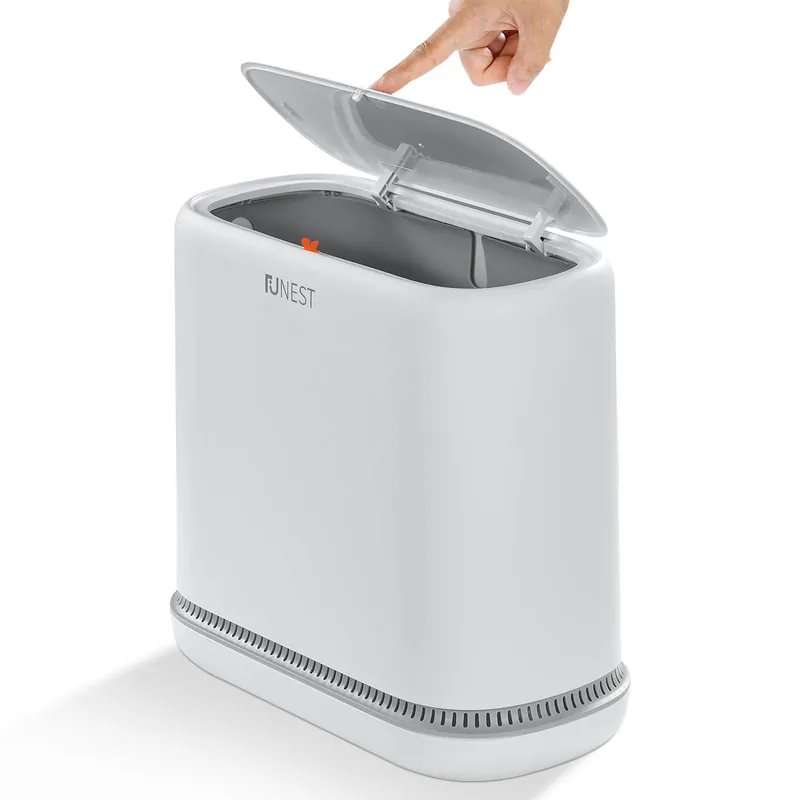 funest Bathroom Trash Can, 3.3 Gallon Slim Trash Can with Lid,