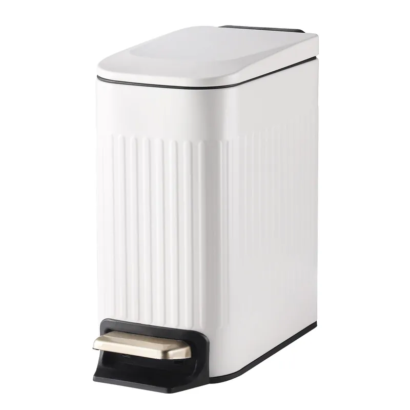 Slim Bathroom Trash Can with Lid Soft Close, Stainless Steel Garbage Can Step Trash Bin with Removable Inner Bucket for Bedroom