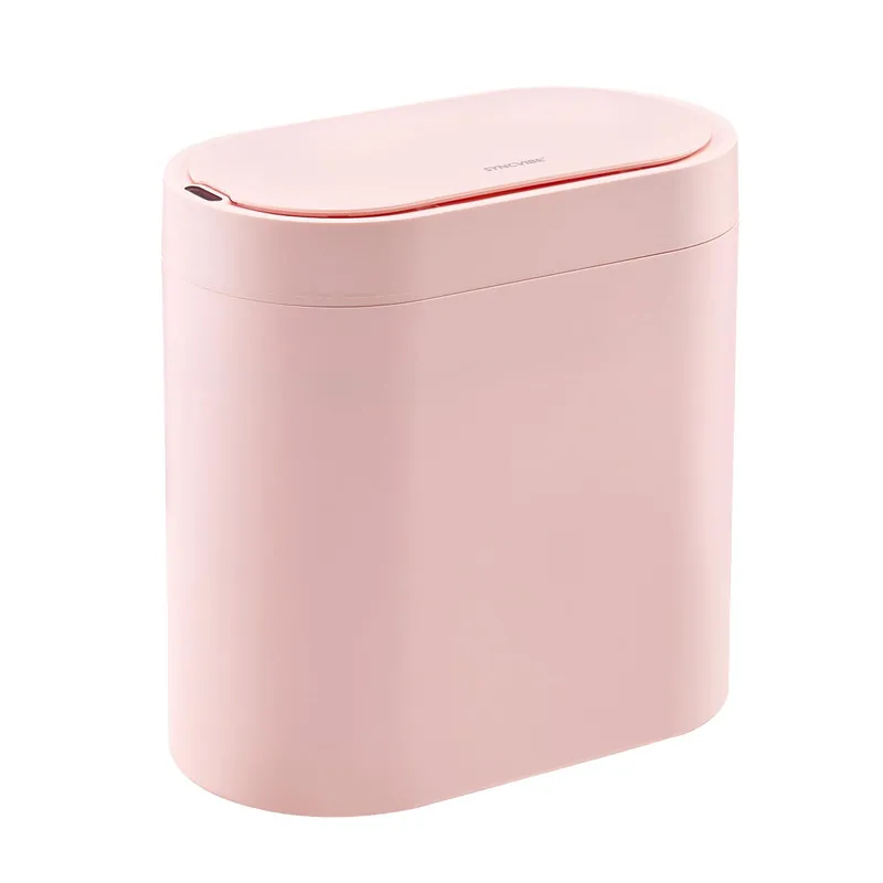 Bathroom Trash Can with Lid 2 Gallon Slim Motion Sensor Garbage Can Narrow Automatic Plastic