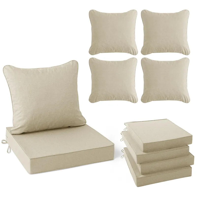Summsun Patio Chair Cushions Set of 4, Faux Linen Outdoor Furniture Cushions