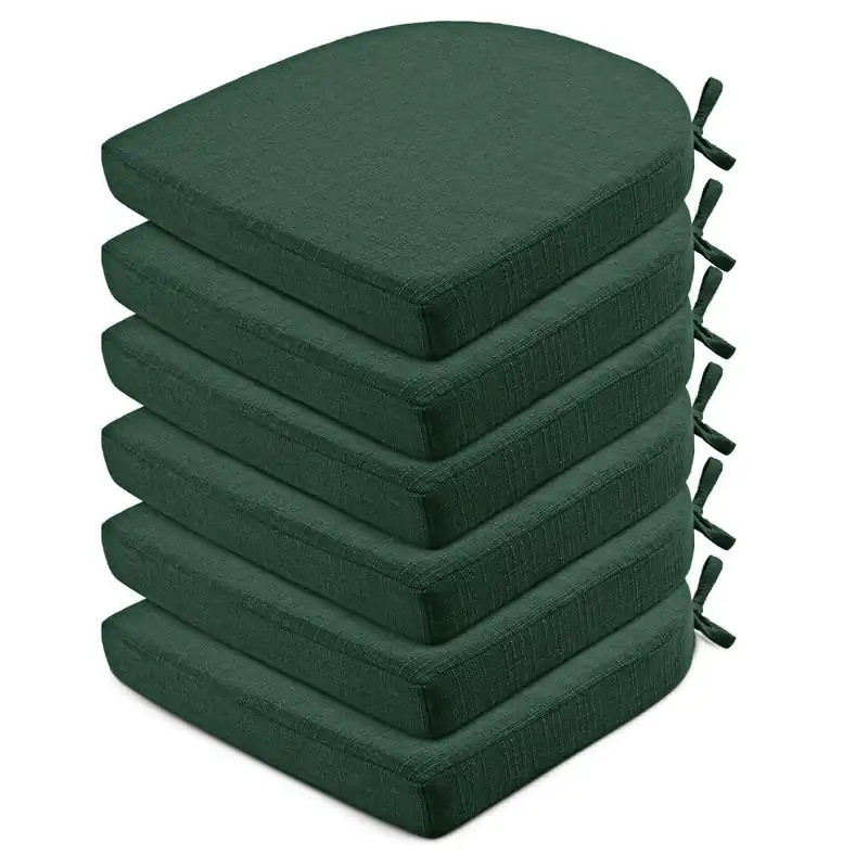 Wellsin Chair Cushions for Dining Chairs 6 Pack - Kitchen Chair Cushions with Ties and Non-Slip Backing
