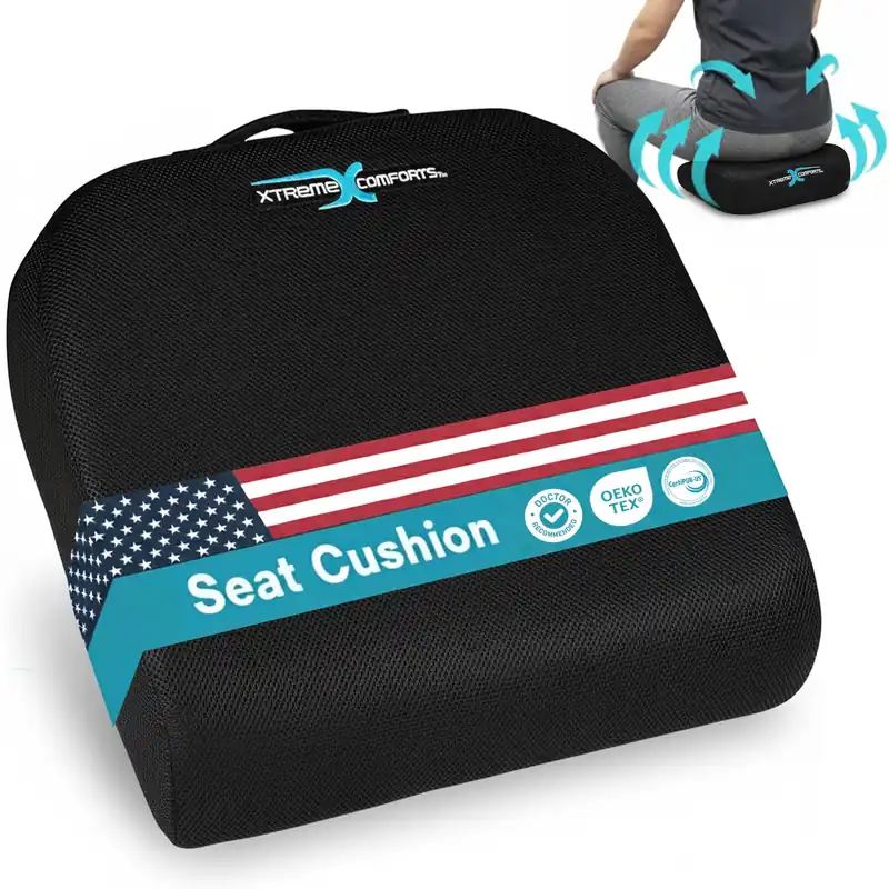 Comforts Seat Cushions Office Chair Cushions for Desk, Car, Wheelchair Ergonomic Memory Foam Seat Cushion
