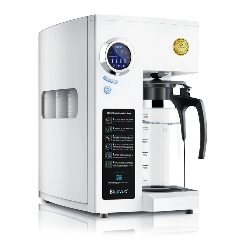 Bluevua RO100ROPOT Countertop Reverse Osmosis Water Filter System, Portable RO Filtration with Remineralization, No Installation, WQA Certified - ROPOT, 5-Stage RO