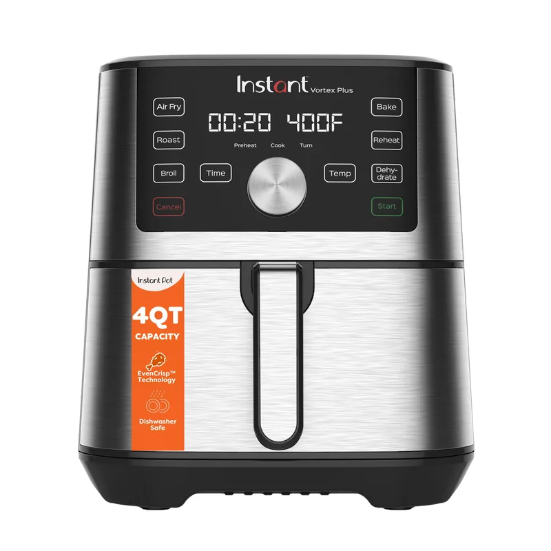 Instant Pot 4QT Vortex Plus 6-in-1 Mini Air Fryer, Custom Program Options, Crisps, Broils, Roasts, Dehydrates, Bakes, Reheats, 100+ In-App Recipes, Stainless Steel,4 Quarts