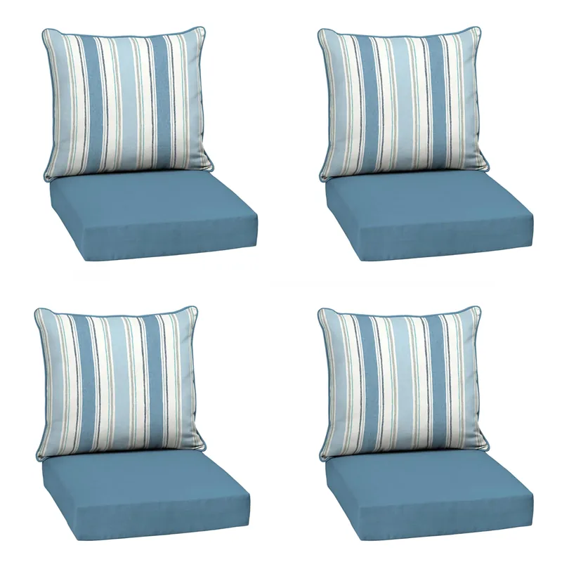 Outdoor Deep Seat Cushion Set (4-Pack), 24 in x 24 in, Weather-Proof, Rain-Proof, Fade Resistant Patio Cushion for Chair