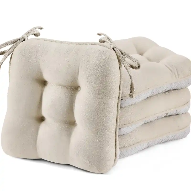 Chair Cushions for Dining Chairs Set of 4,3.5" Thick Kitchen Table Chair Pads with Ties,Non Slip Backing and Covers