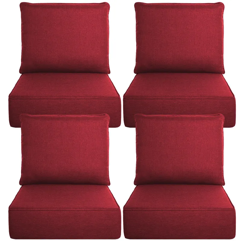 Belord Luxury 6" Thick Outdoor Cushion 4 Set - 24 x24 Inch 28D Sponge Filling Fade-Resistant Chair Cushion
