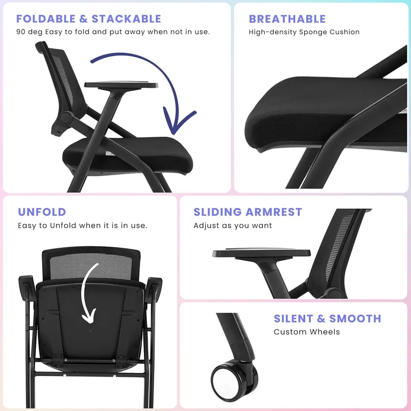 20 Pack Conference Room Chairs with Wheels and Paddle, Ergonomic Mesh Back and Arms for Home Office